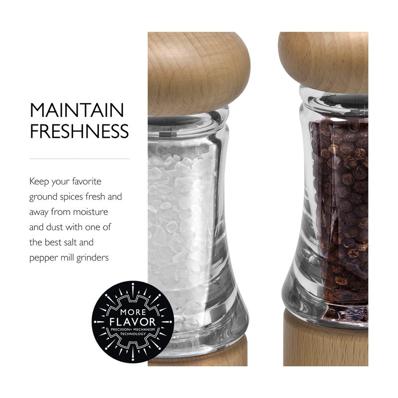 Cole & Mason Basic Woods Mill Gift Set - Adjustable Salt & Pepper Grinders - Refillable Spice Tools - Hand Wash Kitchen Tool - Wood - Image 4